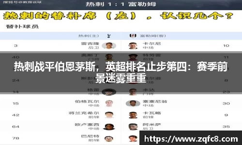 热刺战平伯恩茅斯，英超排名止步第四：赛季前景迷雾重重